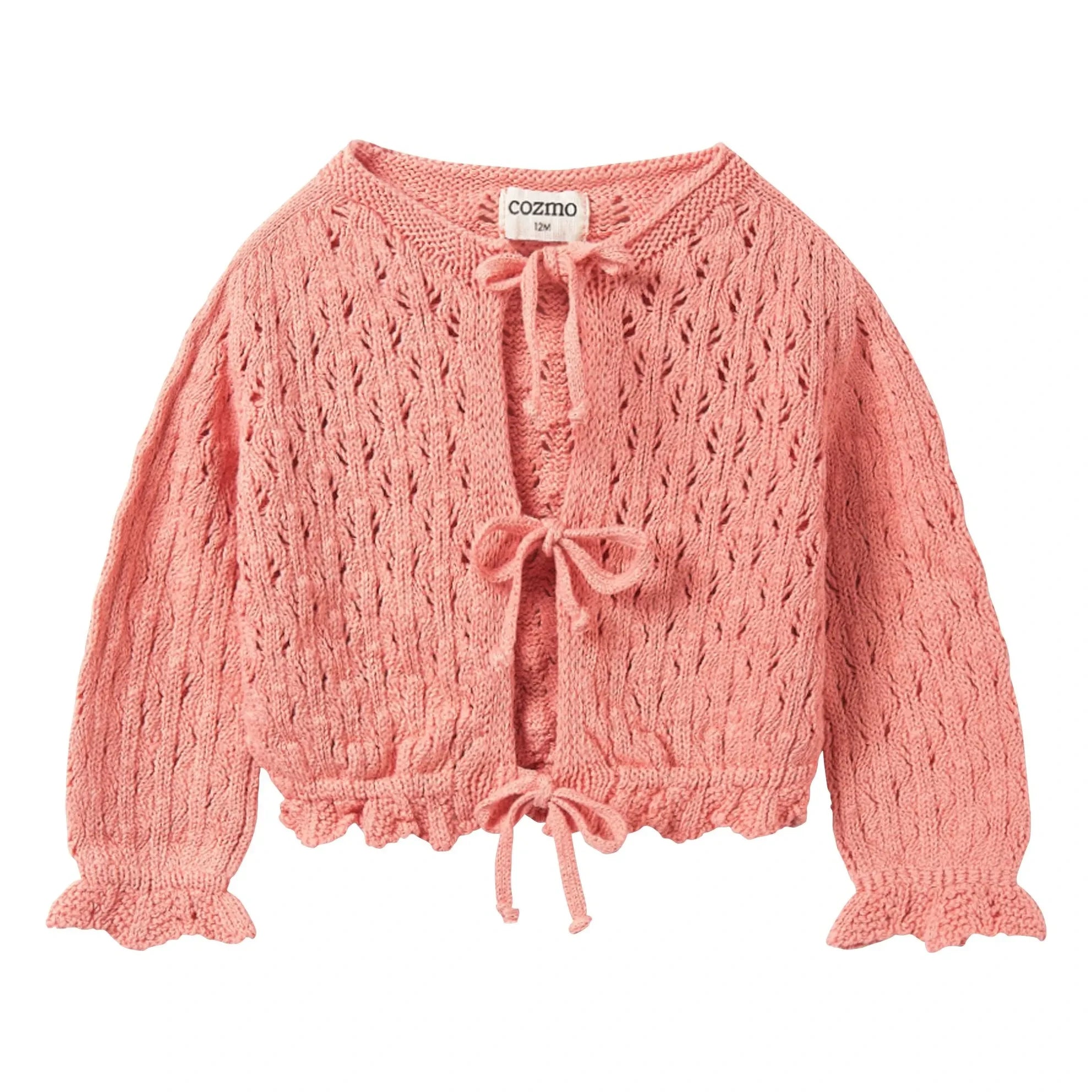 Cozmo - Ivy Pointelle Strickjacke aus recycelten Fasern | Rosa