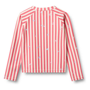 Wheat - Ada Gestreiftes Badeshirt aus recycelter Faser mit UV-Schutz | Rot