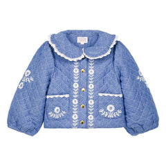 Louise Misha - Jouliana Chambray-Mantel aus Bio-Baumwolle | Blau