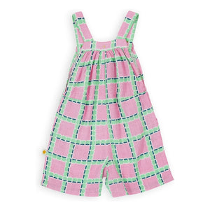 Goldie + Ace - Carreaux Kurzer Overall | Rosa