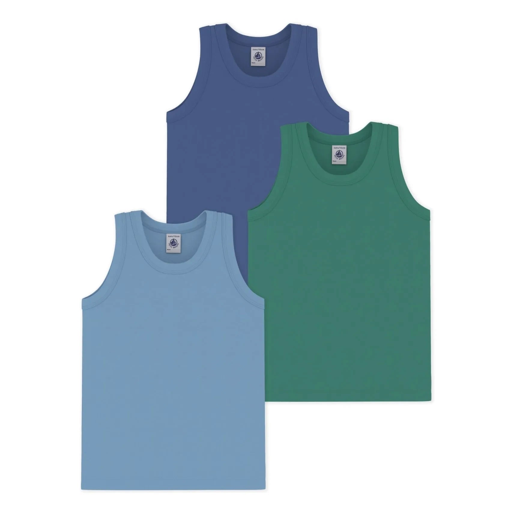 Petit Bateau - 3er-Pack einfache Unterhemden | Blau