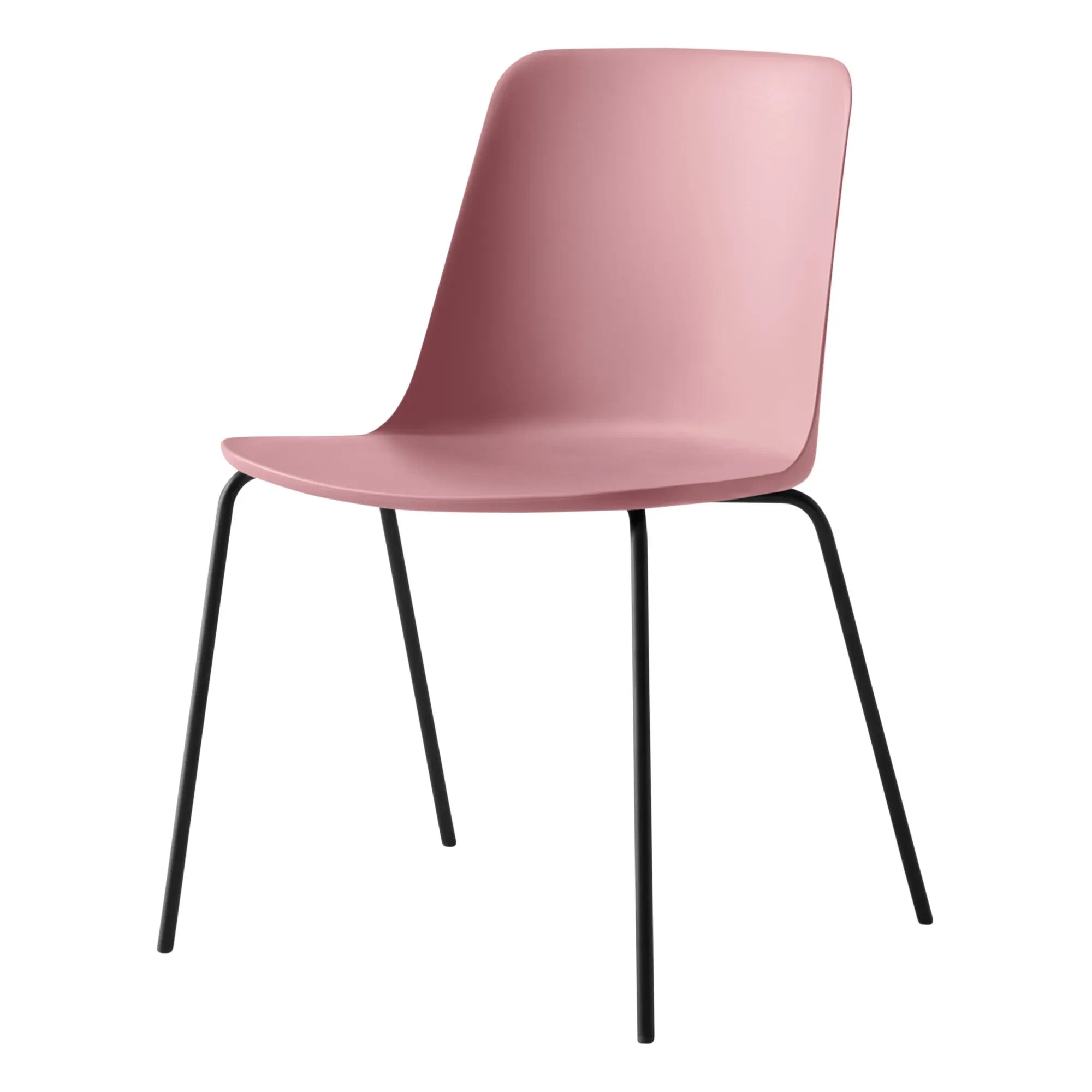 & Tradition - Rely HW65 Stuhl, schwarzer Rahmen | Rosa