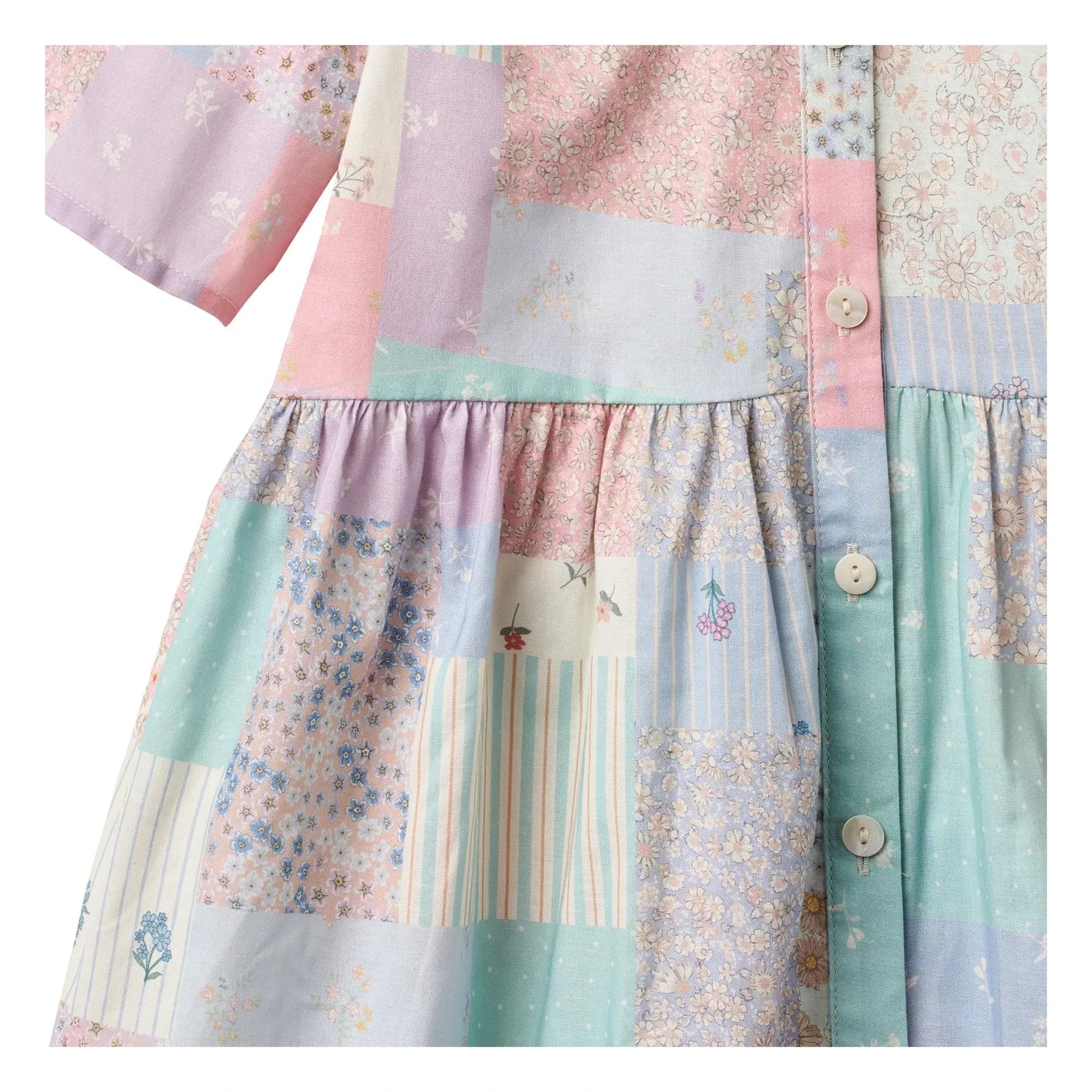 Wheat - Annabell Patchwork Bio-Baumwollkleid | Blassgelb