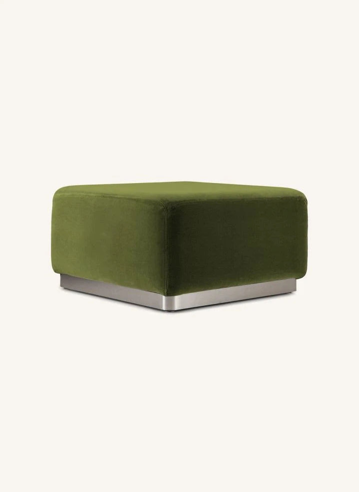 The Socialite Family - Weiches Velvet-Ottoman | Olivgrün