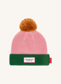 Hello Hossy - Beanie mit Farbblock und Pompon | Rosa