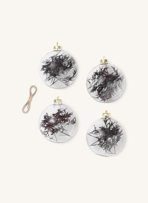 Ferm Living - Flora Glas Weihnachtsanhänger - 4er Set | Pflaume