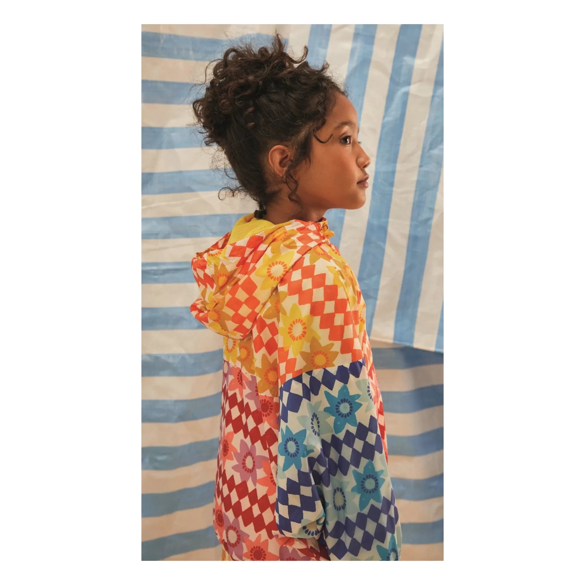 Fabula - Damier Fleurs Windjacke | Orange