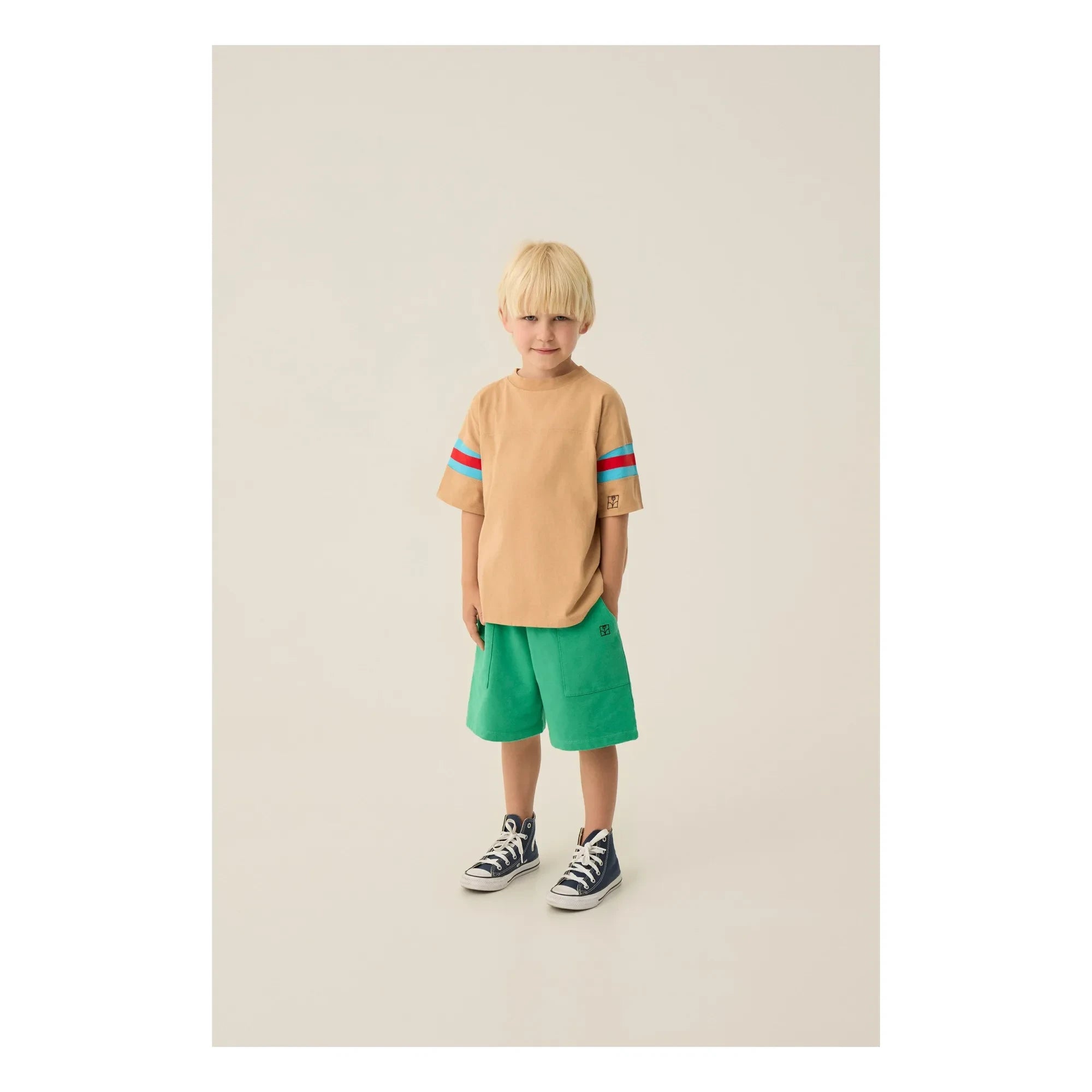 The Campamento - Gestreiftes T-Shirt mit Kontrastdetails | Camel