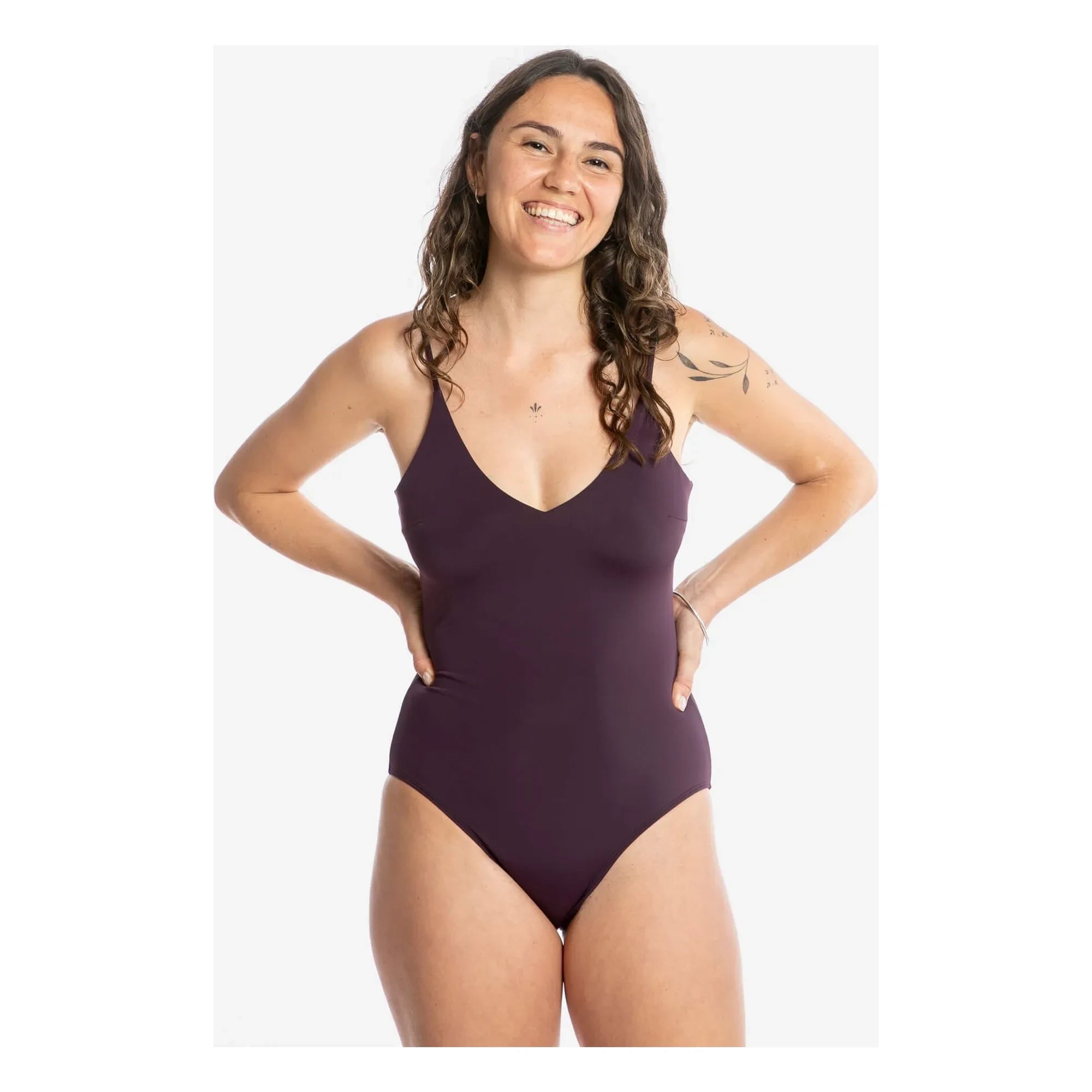 Matona - 1-teiliger V-Ausschnitt Jersey Recycelte Fasern | Aubergine