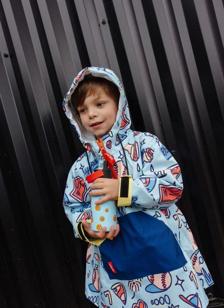 Hello Hossy - Regenponcho für Baseballspiele | Blau