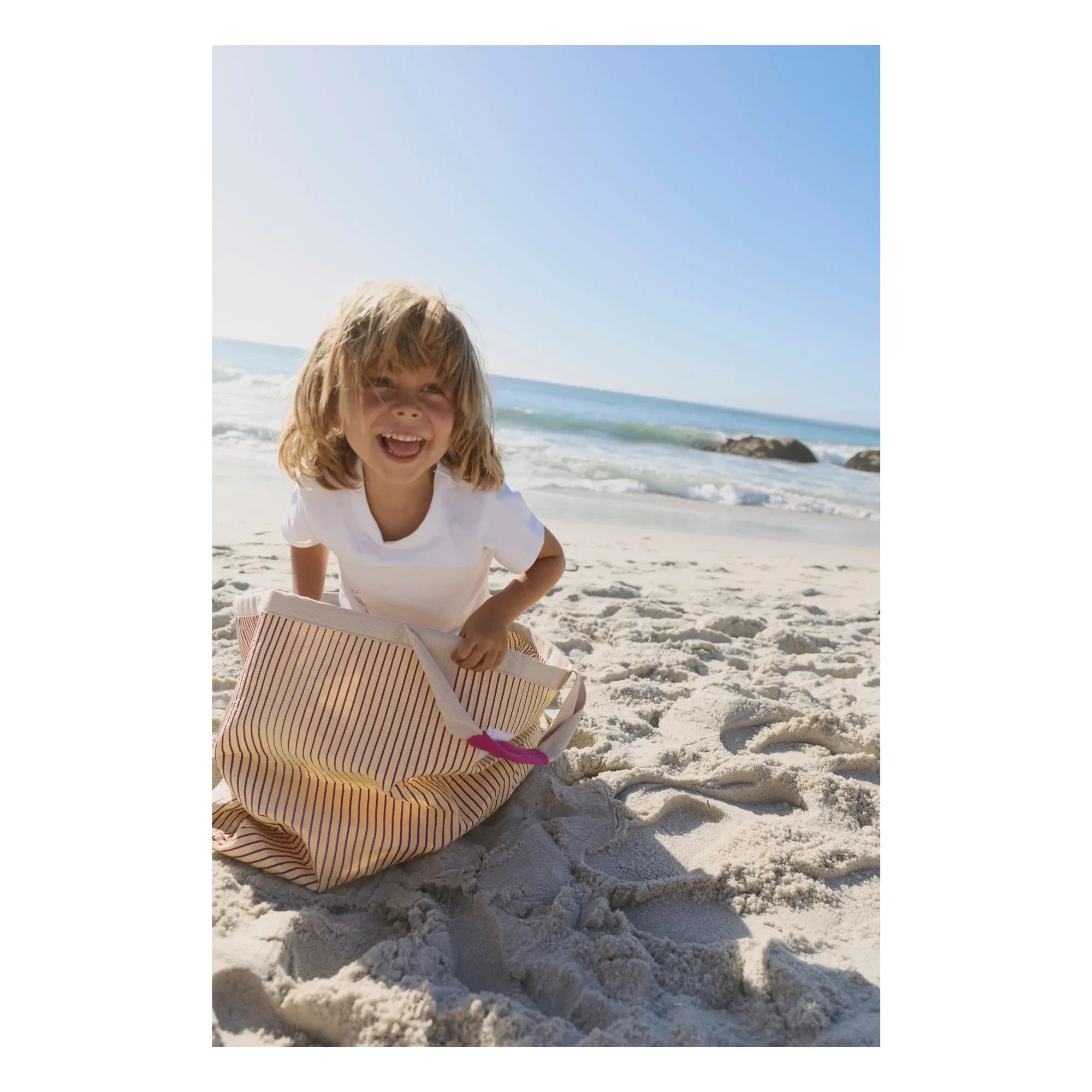 Studio Noos - Streifen-Strandtasche | Blasses Gelb