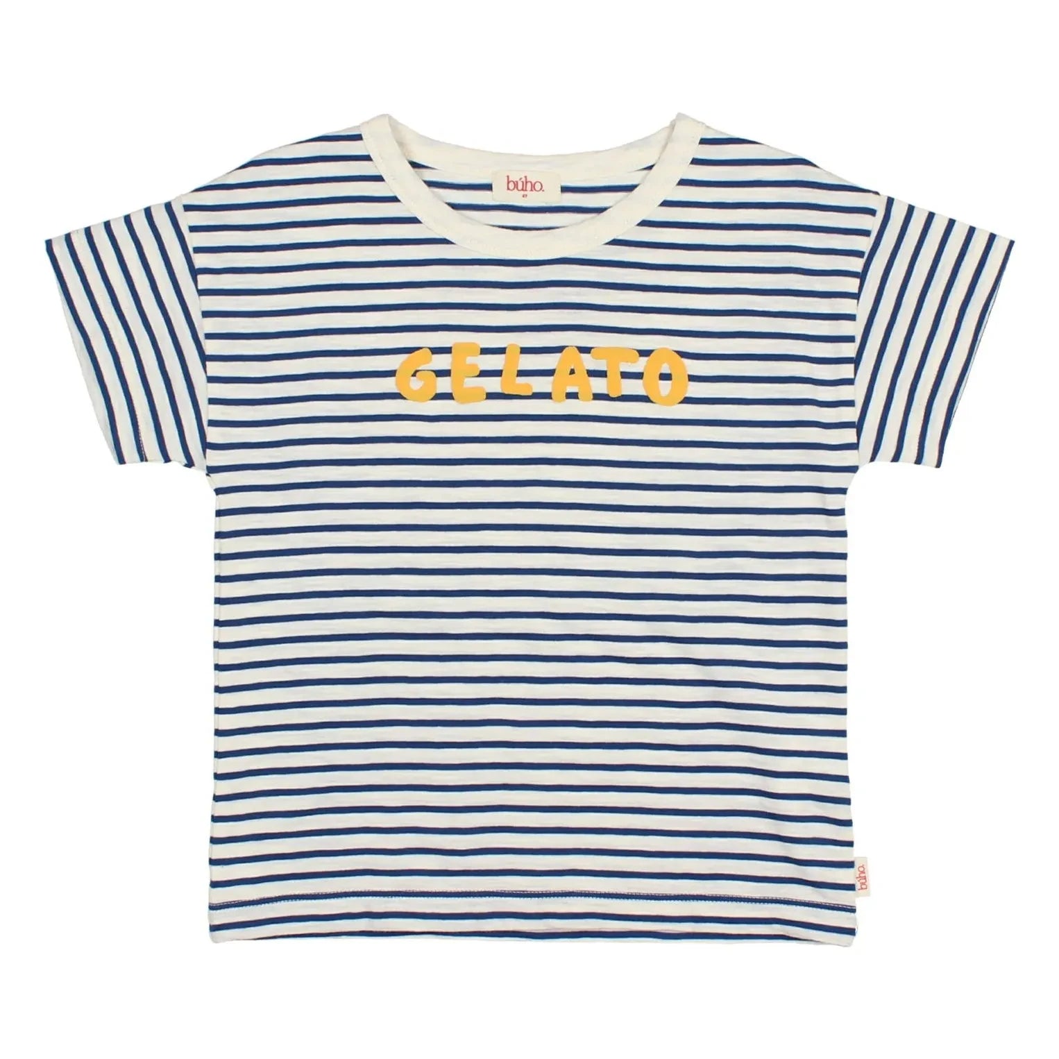 Búho - Gestreiftes Gelato Bio-Baumwoll-T-Shirt | Marineblau