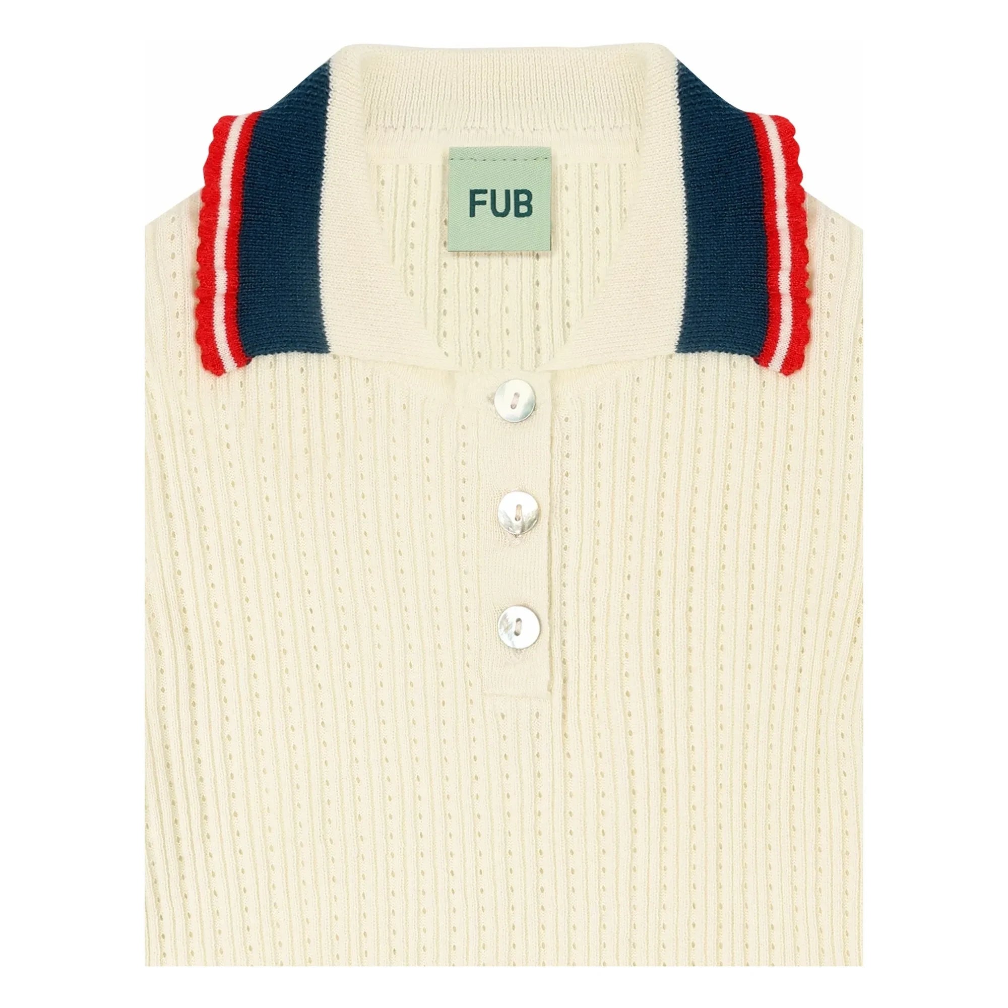FUB - Polo Pointelle Feinstrick aus Bio-Baumwolle | Naturweiß