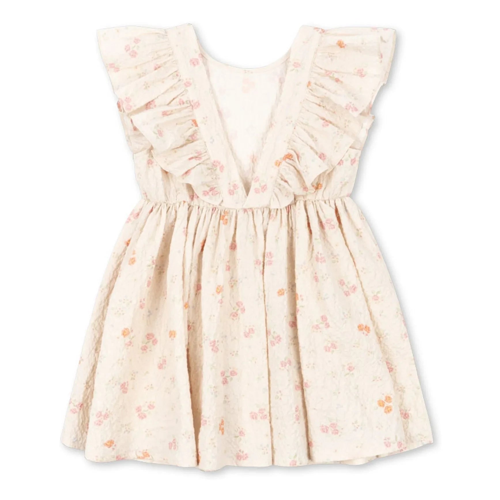 Konges Sløjd - Elin Fleurie Bio-Baumwollkleid mit Rüschen | Beige