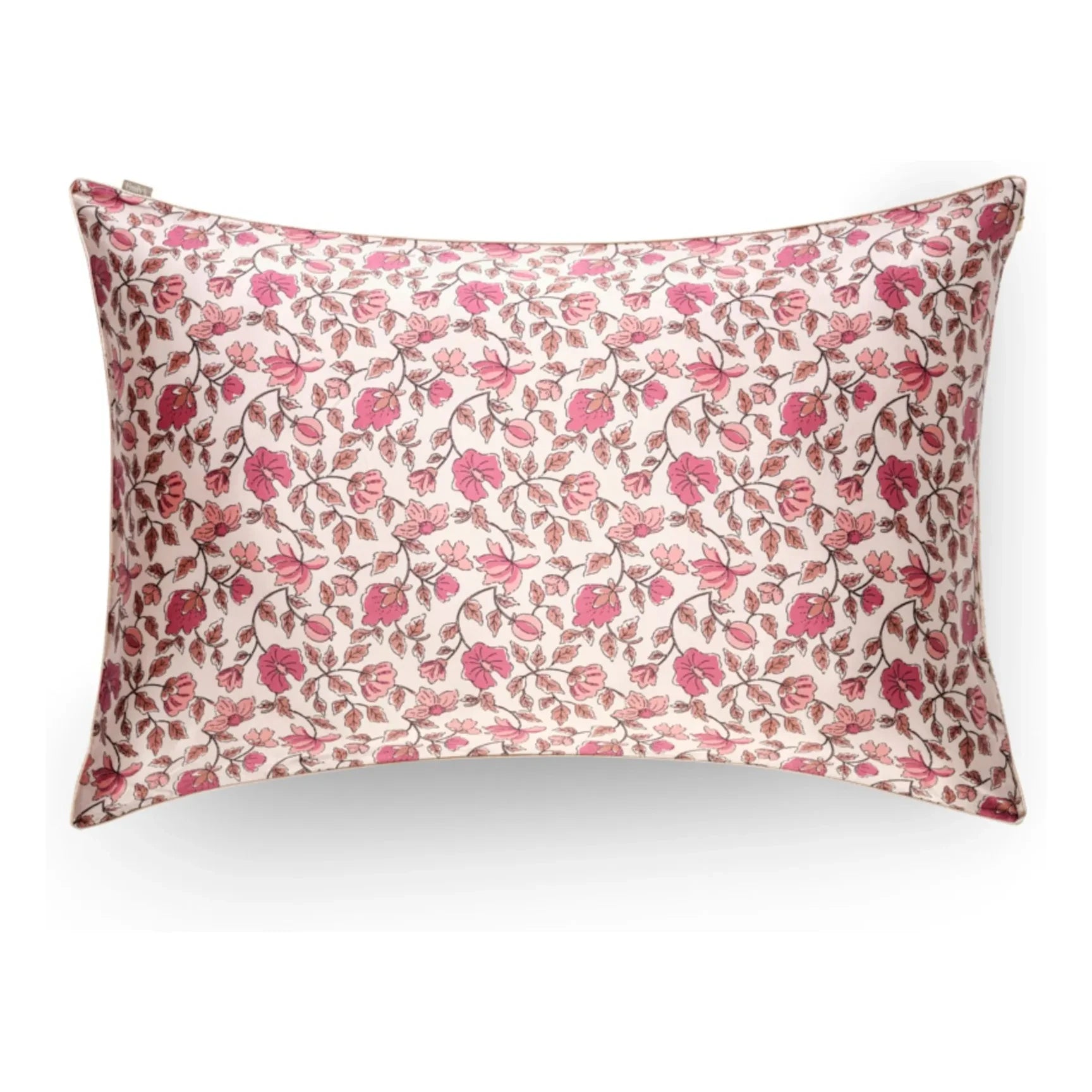 Emily's Pillow - Çiçek desenli dut ipeği yastık kılıfı | Pembe