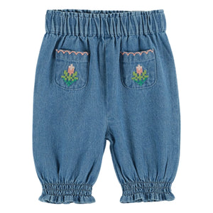 Emile et Ida – Bestickte geraffte Jeans | Blau