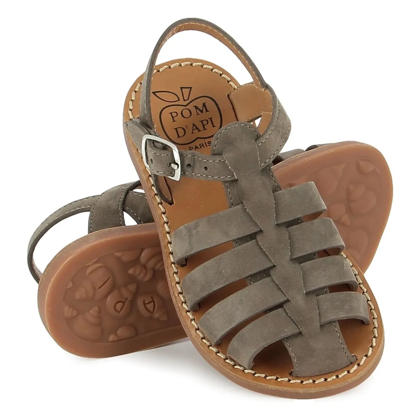 Pom d'Api - Sandalen Beach-Stitch Dad Nubuk | Khaki