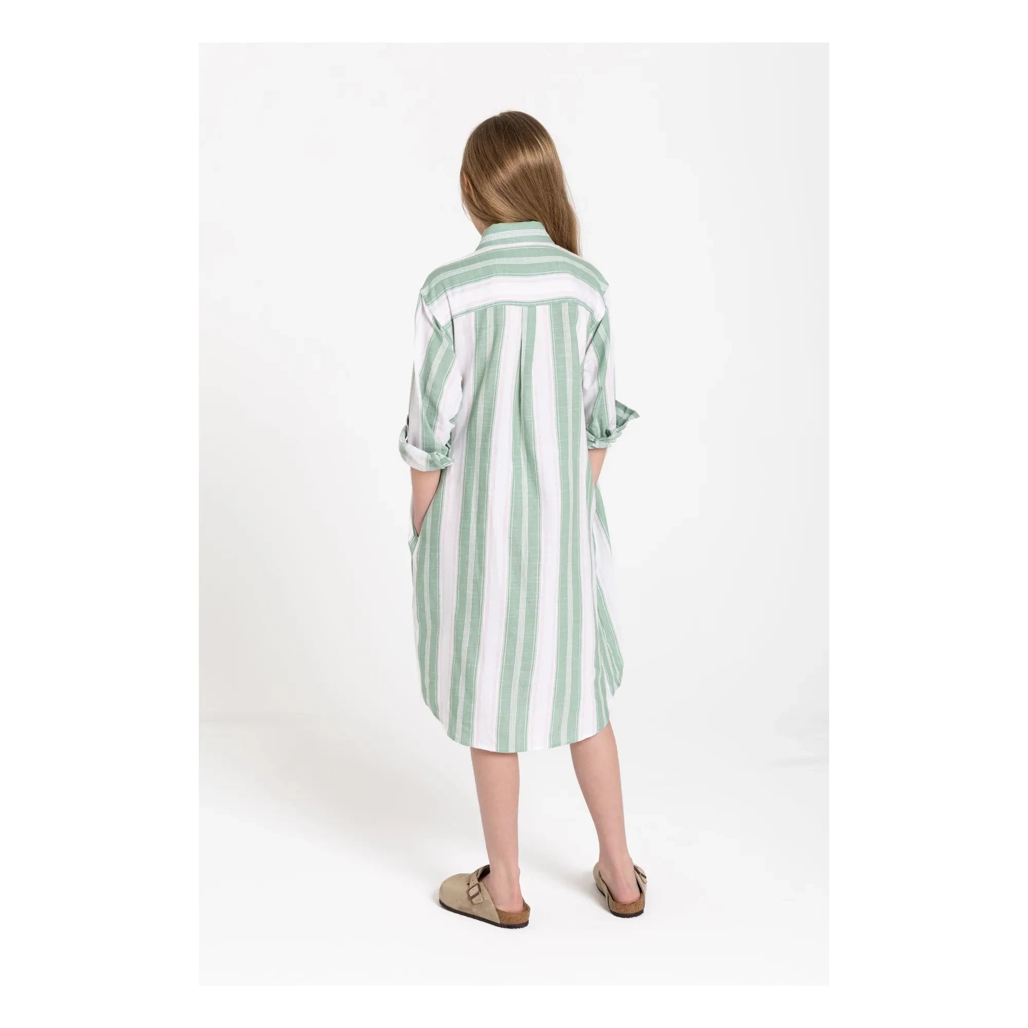 Smallable Kid - Gestreiftes Leya Hemdkleid | Minzgrün