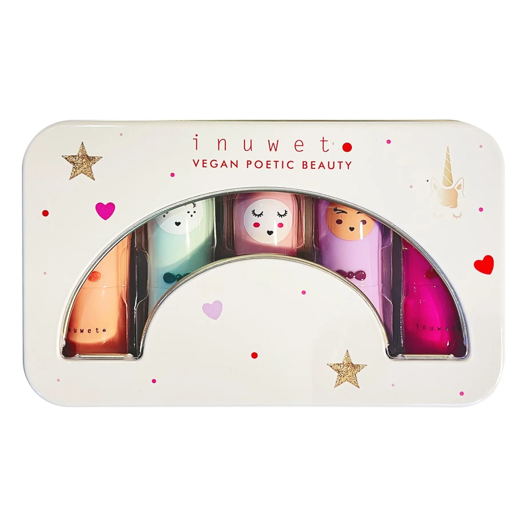 Inuwet - Metall-Regenbogen-Deluxe-Lippenbalsam - 5er-Set