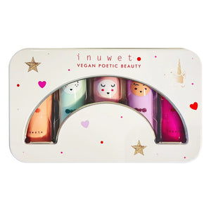 Inuwet - Metall-Regenbogen-Deluxe-Lippenbalsam - 5er-Set