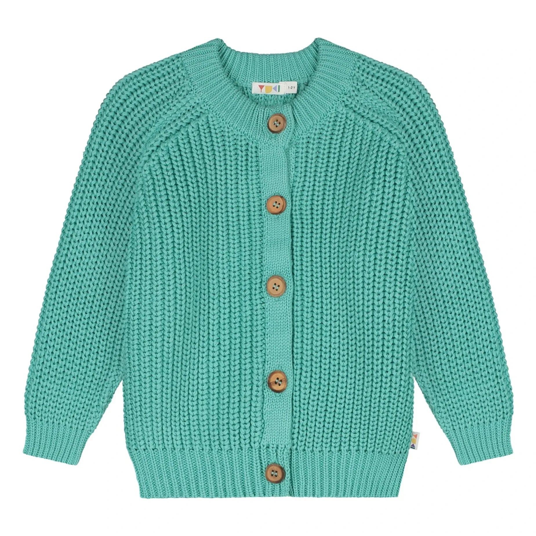 Yuki - Bio-Baumwoll-Raglan-Strickjacke | Türkis