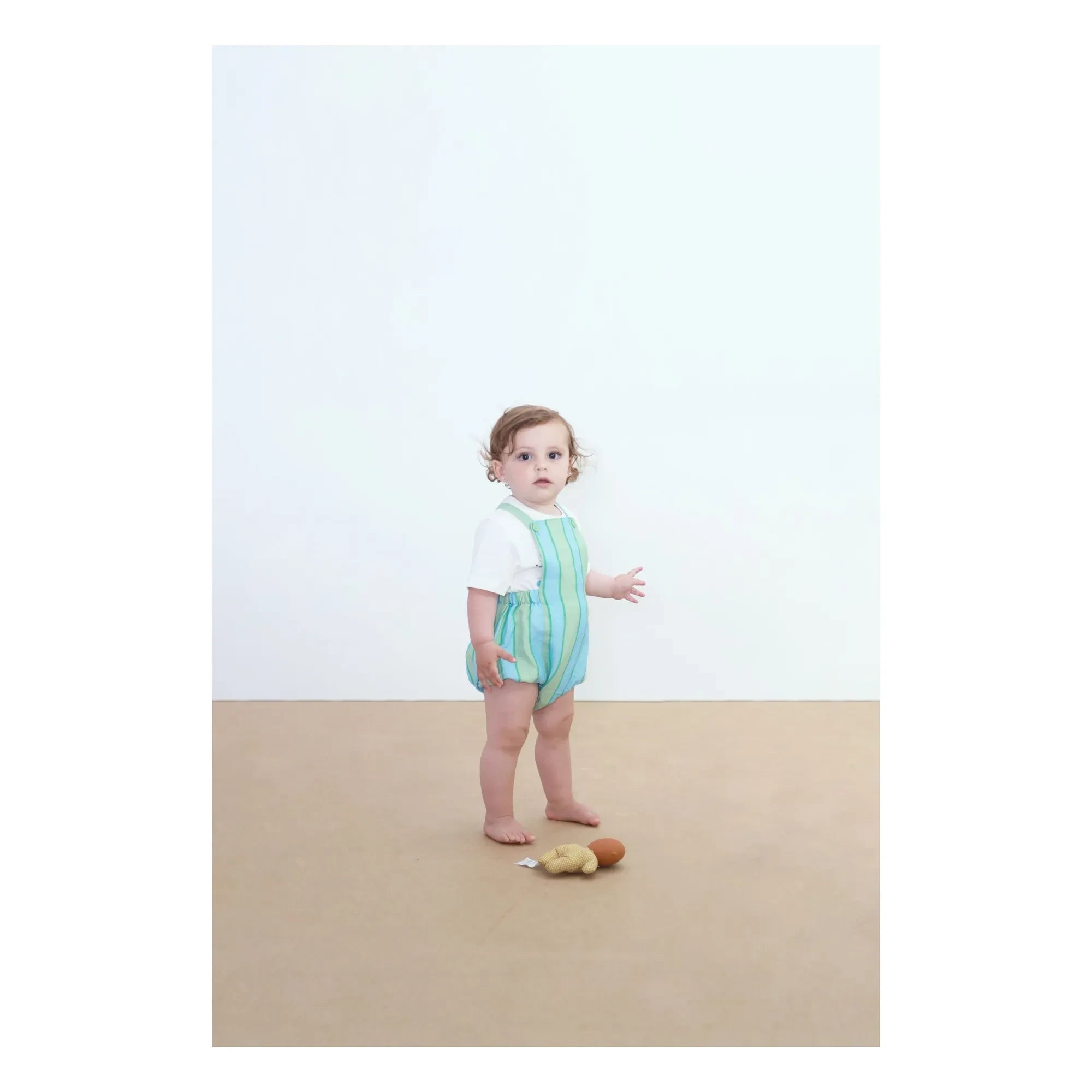 Tinycottons - Leinen gestreifter Overall | Grün