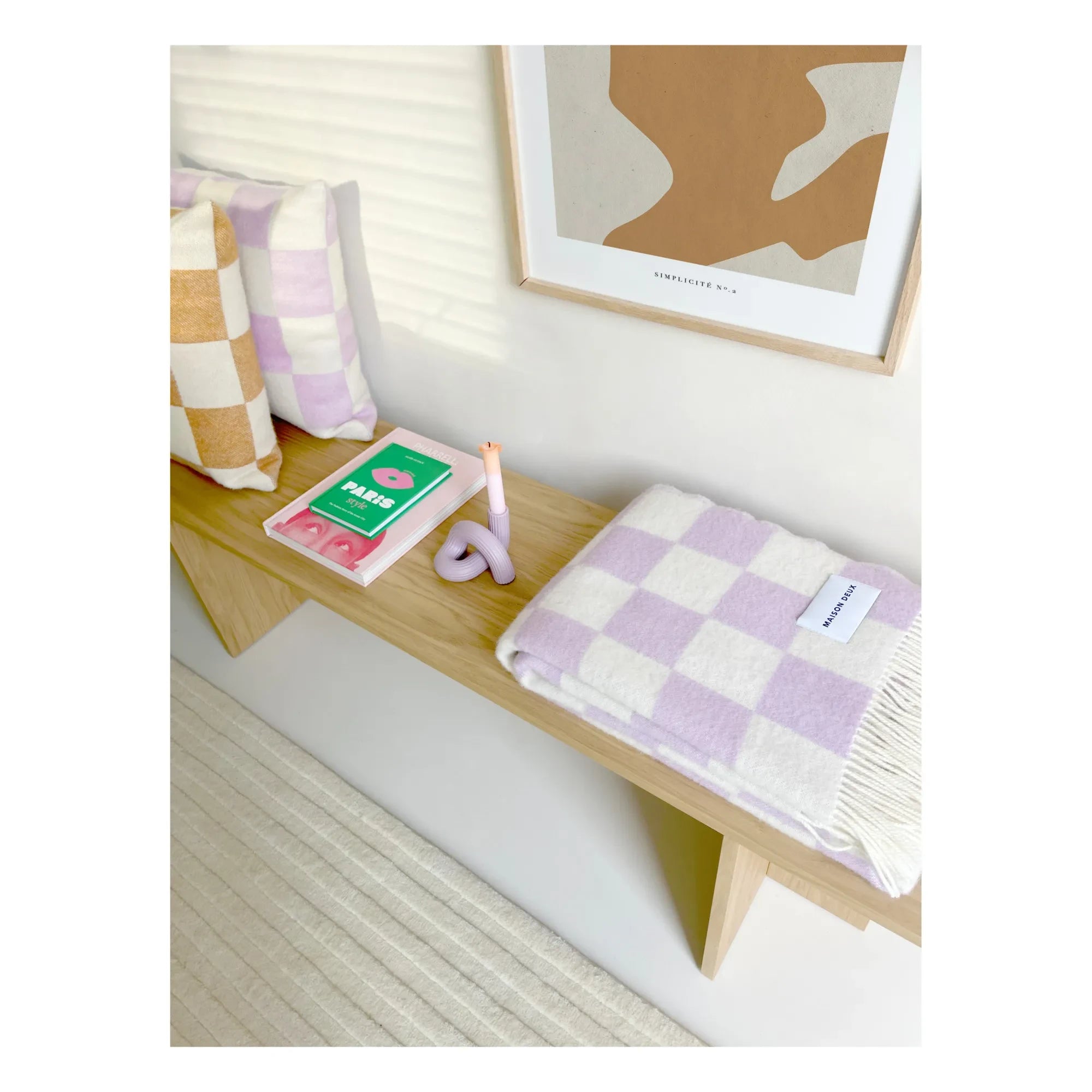 Maison Deux - Damier Wollkissenbezug | Cremeweiß