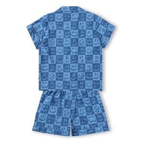 Molo - Lexi Damier Organik Pamuklu Kısa Pijama | Mavi