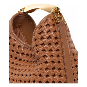 Elleme - Kleine Boomerang Flechtleder Tasche | Cognac