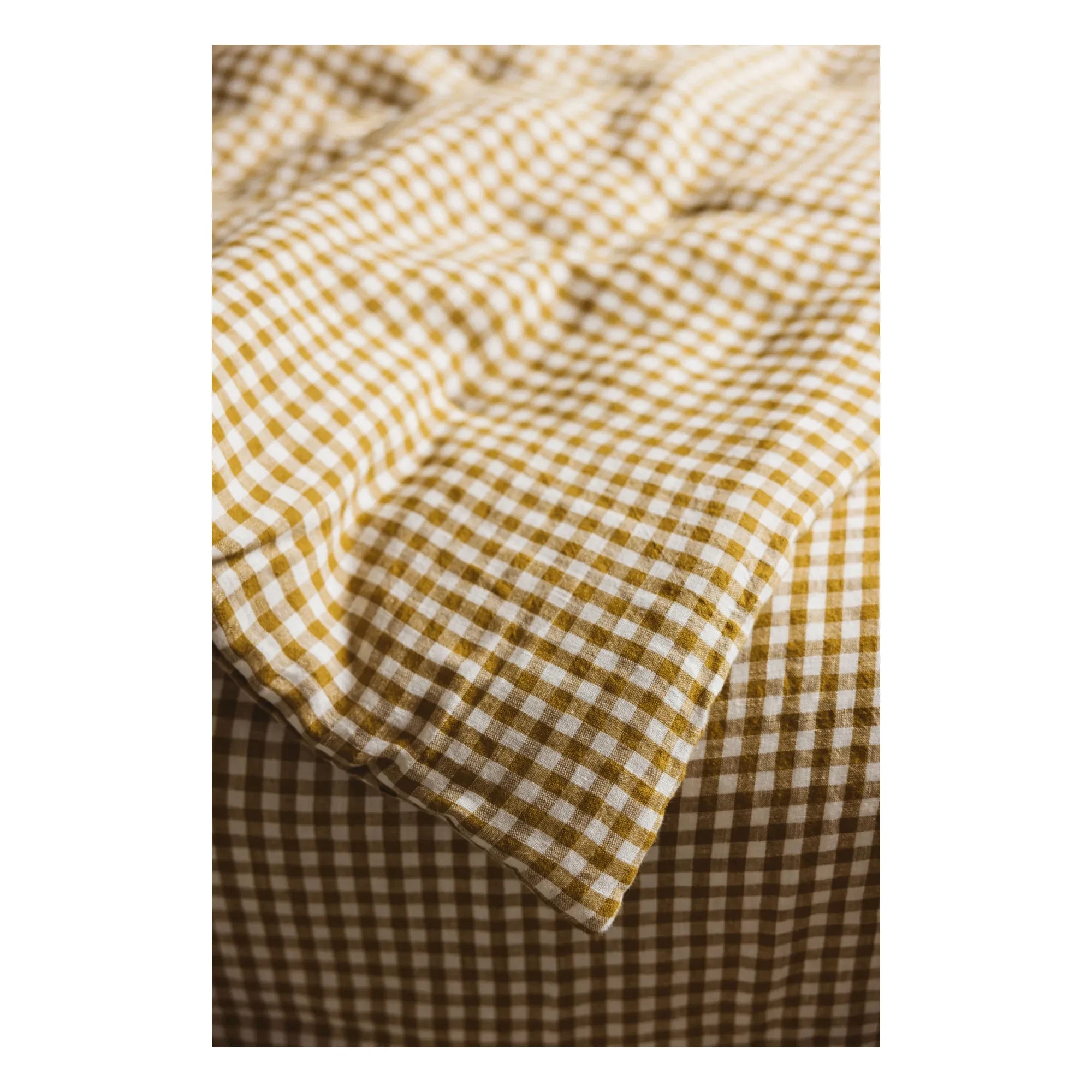 Gabrielle Paris - Gingham Gewaschener Leinen-Bettbezug | Currygelb