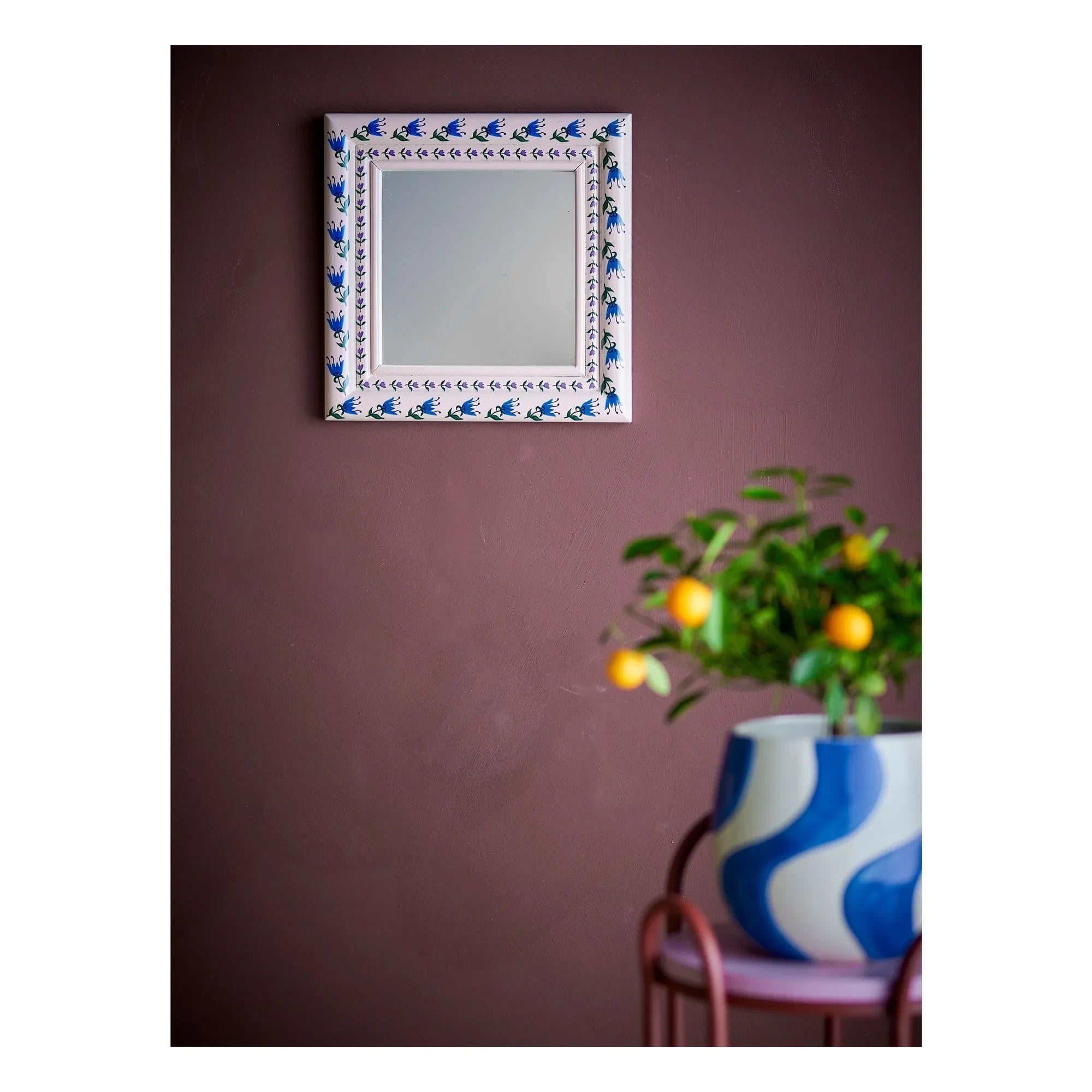 Bloomingville - Badia Wandspiegel, Kiefernholz | Rosa