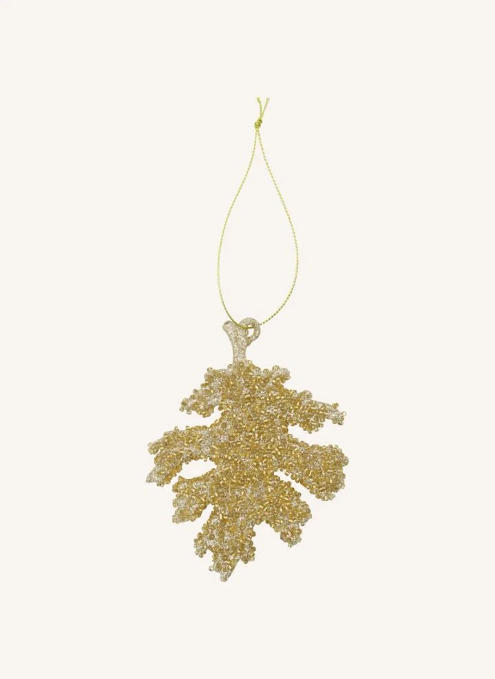 House Doctor - Weihnachtsdekoration mit Gliz-Blättern - 3er Set | Gold