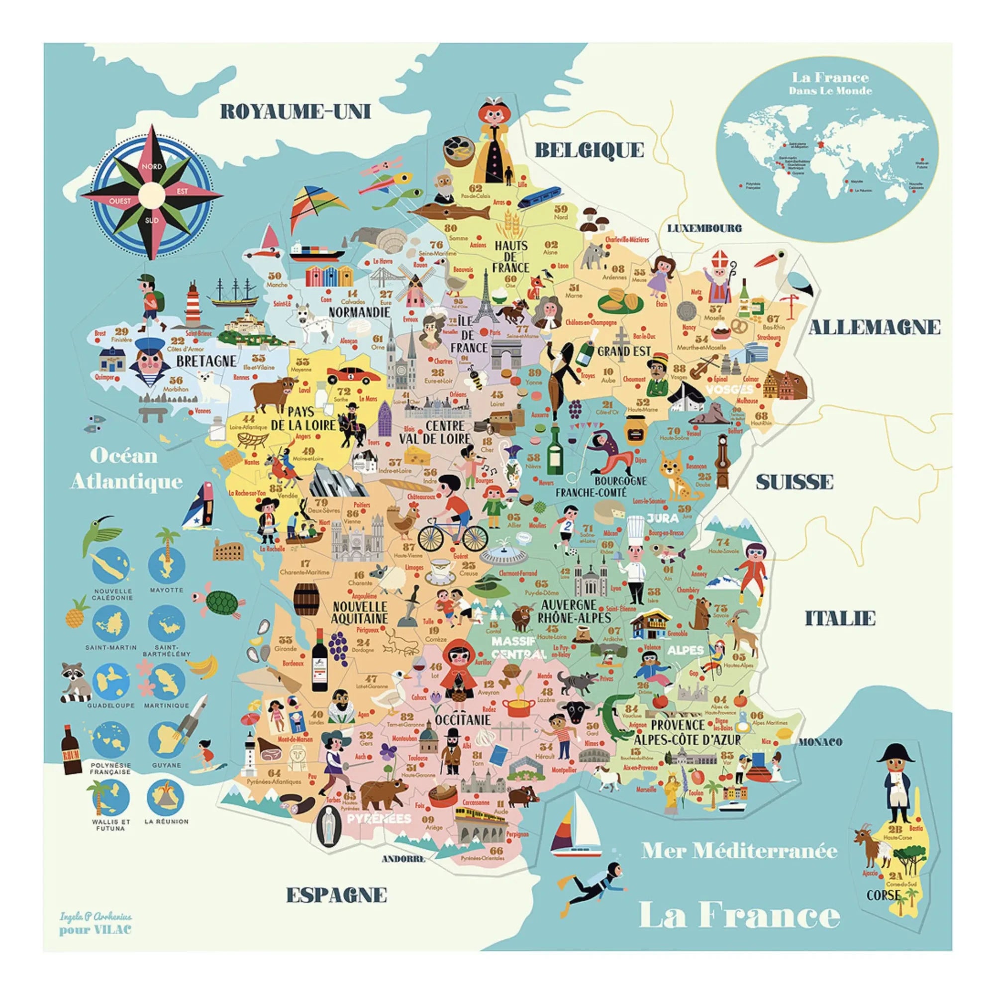 Vilac - Frankreich Magnetische Karte - Ingela P. Arrhenius