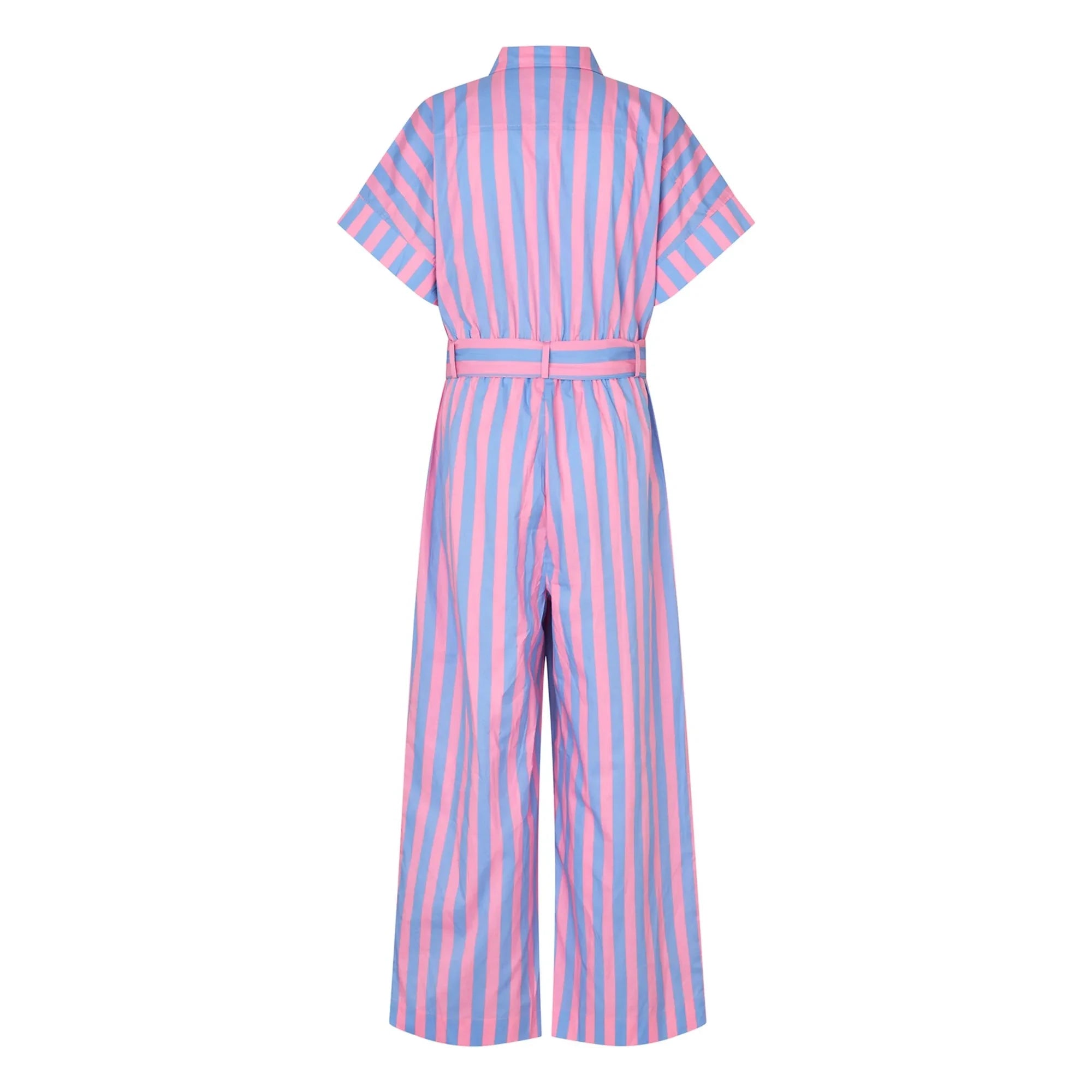 Lollys Laundry - Mathilde gestreifter Baumwoll-Jumpsuit | Rosa