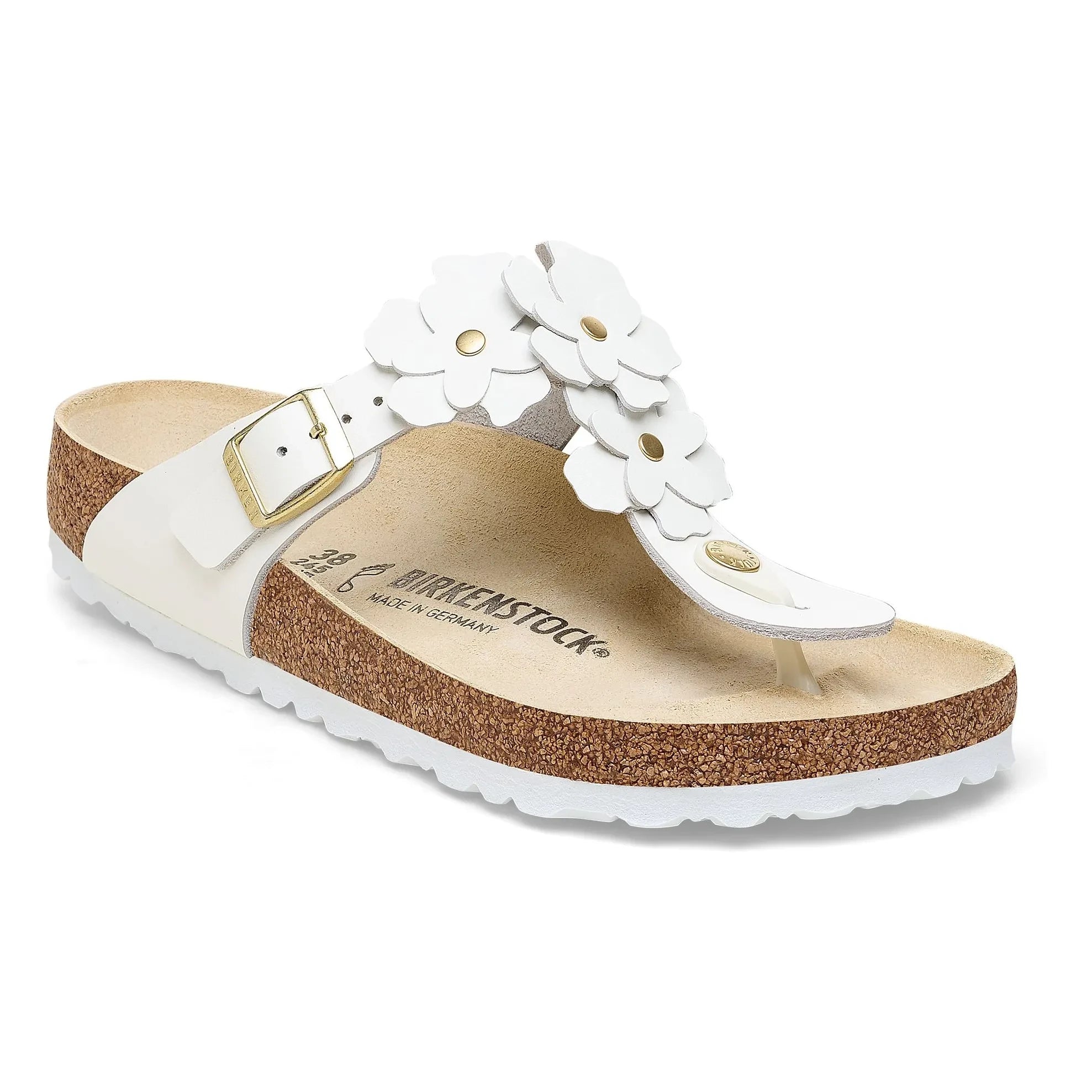 BIRKENSTOCK - Gizeh Sandalen mit Blumenapplikation Naturleder | Weiß