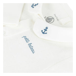 Petit Bateau - Body mit gesticktem Kragen aus Bio-Baumwolle | Blau