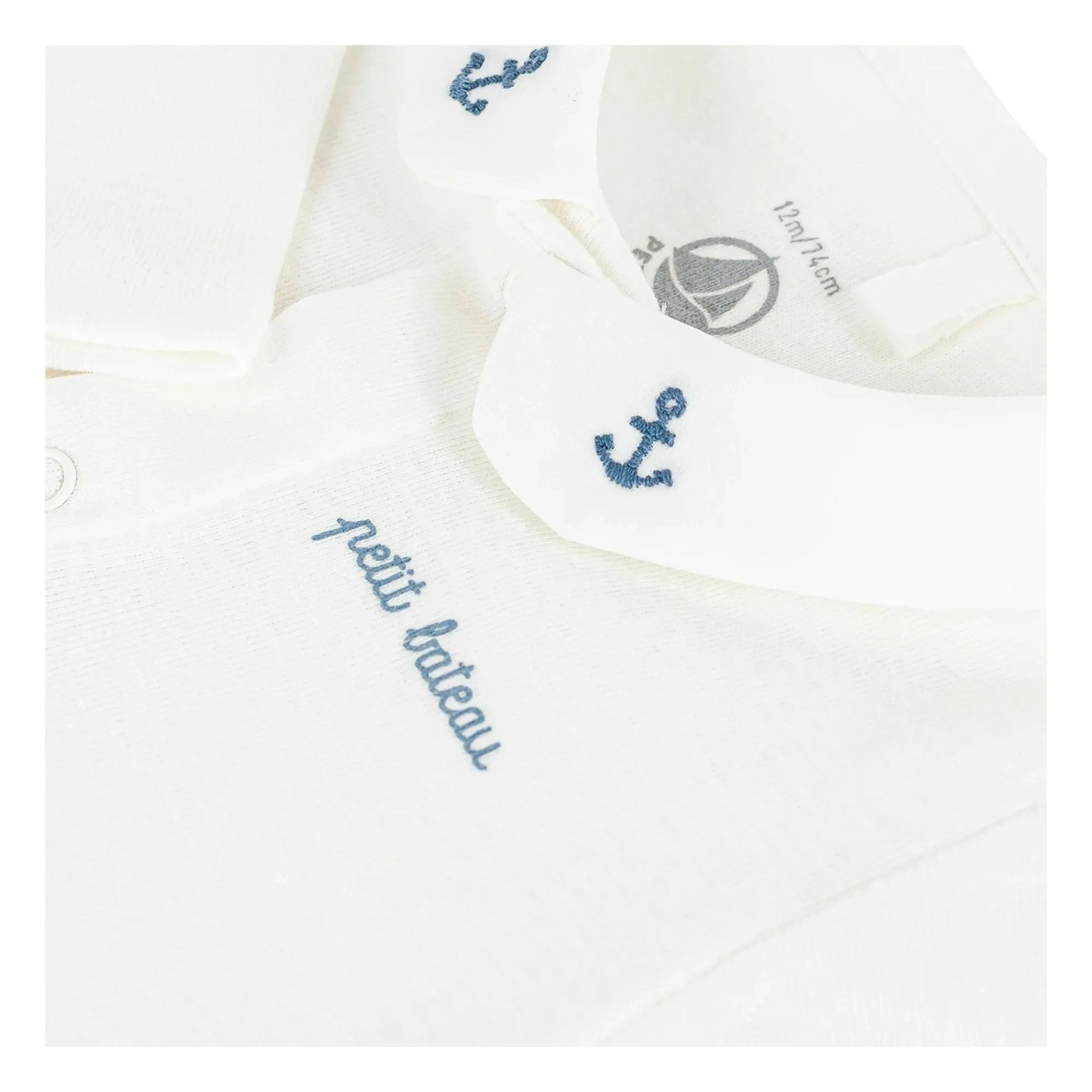 Petit Bateau - Body mit gesticktem Kragen aus Bio-Baumwolle | Blau