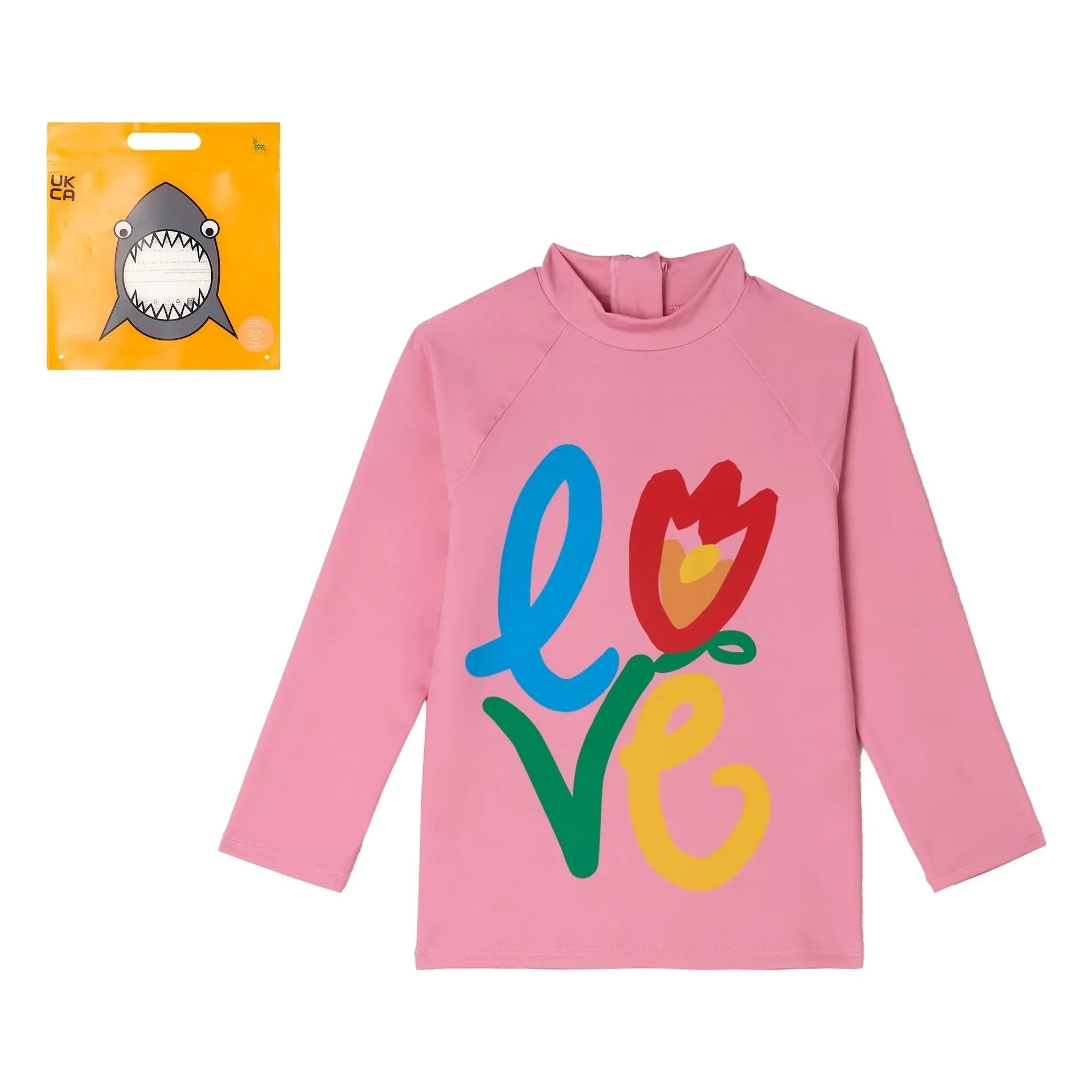 Stella McCartney Kids - UV-Schutz-T-Shirt "Love" | Pink