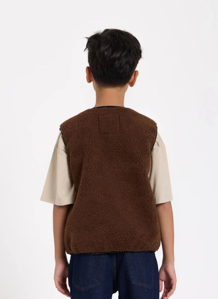 Hundred Pieces - Easy Sherpa Kolsuz Ceket | Kahverengi