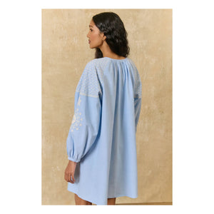 Louise Misha - Janice Kleid aus Bio-Baumwolle | Blau