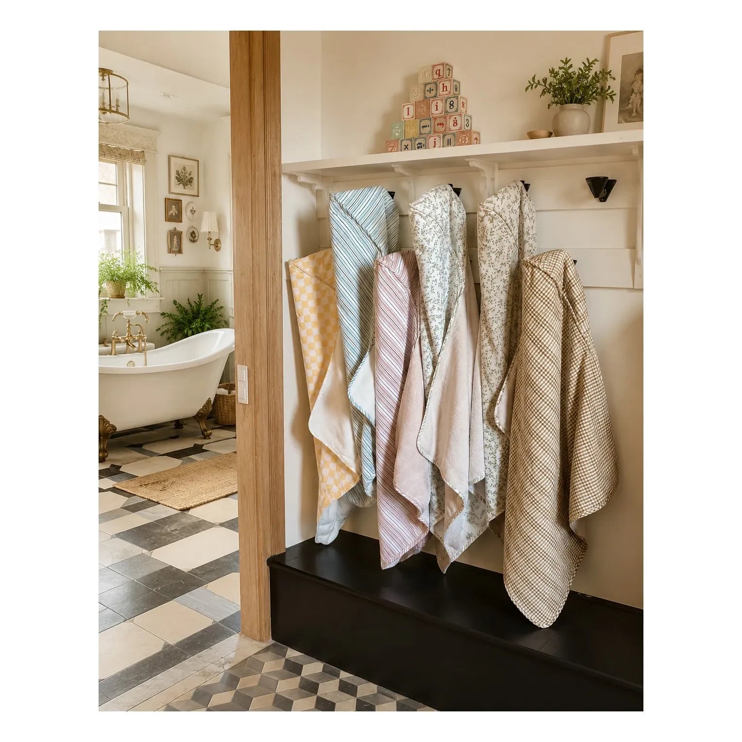 Editions Aimable - Charles bath cape | Noisette Vichy Pamuk