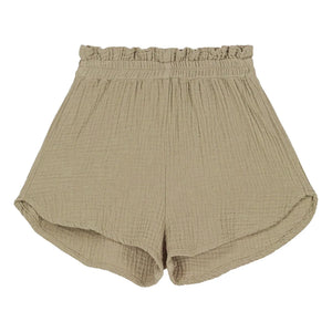 Studio Bohème - Georgette Waffel-Shorts aus Bio-Baumwollgaze | Hell Khaki