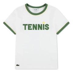 Lacoste – Kontrast-T-Shirt aus Bio-Baumwolle | Off-White