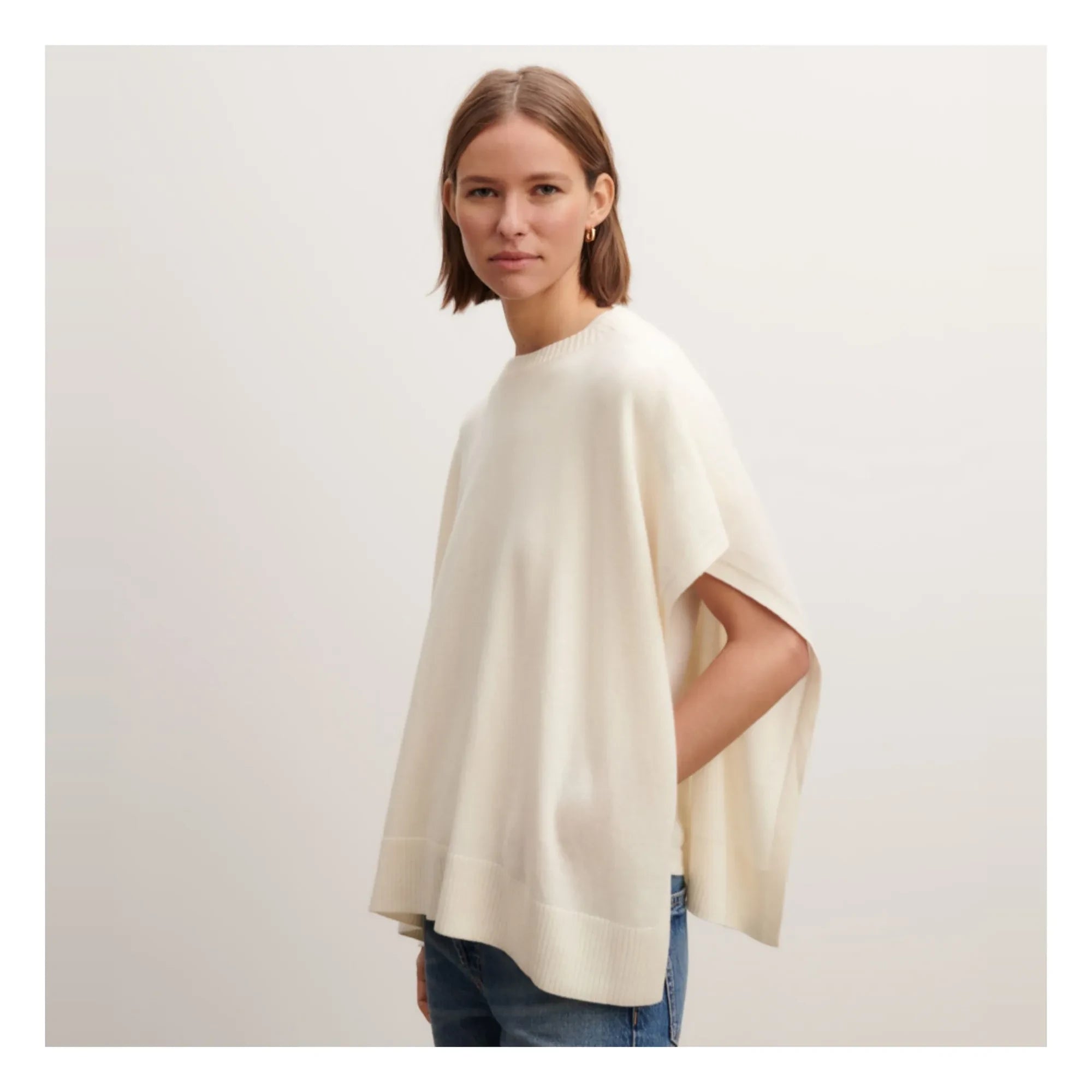 Bompard - Kaschmir-Poncho mit U-Boot-Ausschnitt | Natur