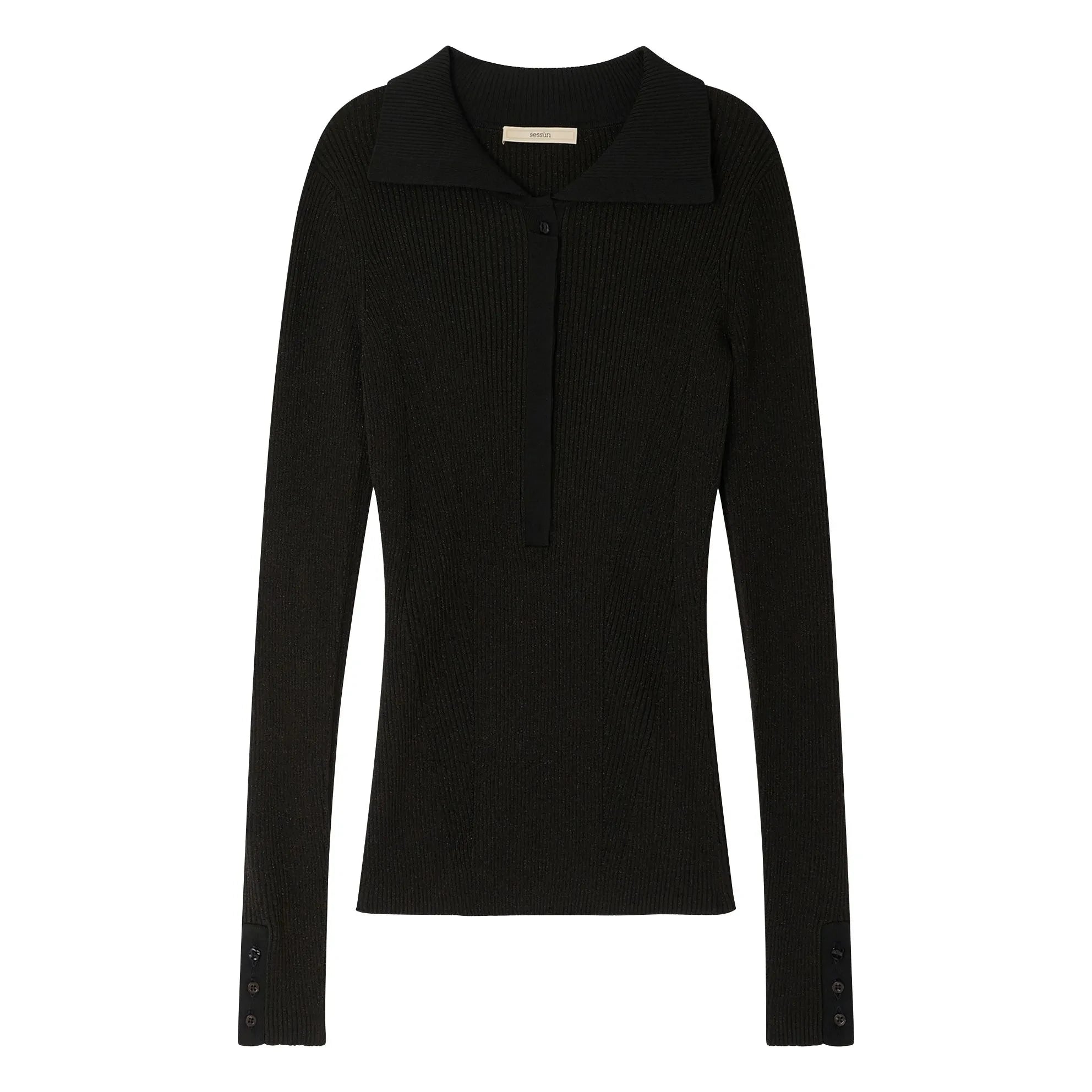 Sessùn - Lykke Metallic Polo Pullover | Nachtblau