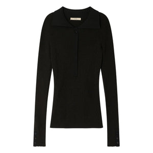 Sessùn - Lykke Metallic Polo Pullover | Nachtblau