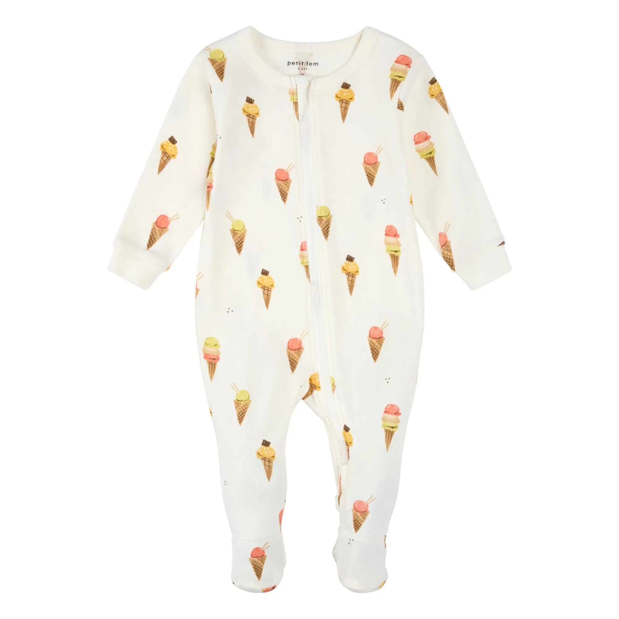 Petit Lem - Schlafstrampler Eis Bio-Baumwolle | Beige