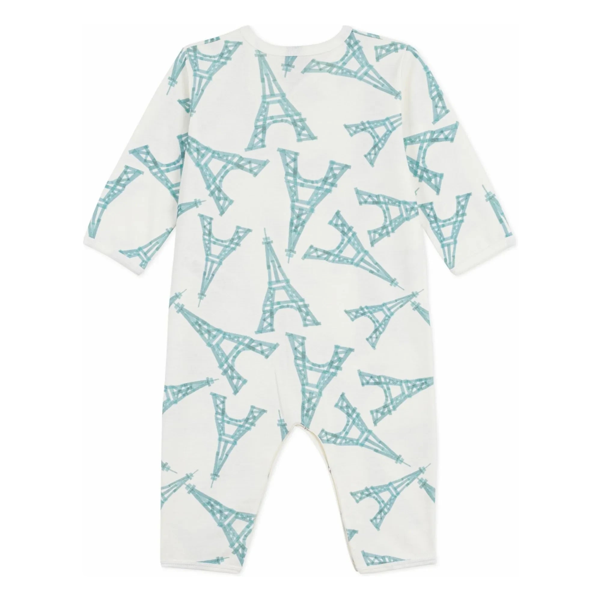 Petit Bateau - Schlafanzug ohne Bündchen Gute Nacht Eiffelturm | Weiß