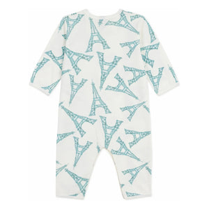 Petit Bateau - Schlafanzug ohne Bündchen Gute Nacht Eiffelturm | Weiß