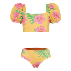 Pepita & Me - Geraffte Hibiskus-Badeanzug | Gelb